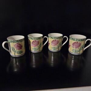 Villeroy & Boch A Rose Set of 4 Porcelain Tea/Coffee Cups Mugs EUC